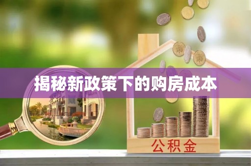 四川揭秘新政策下的购房成本